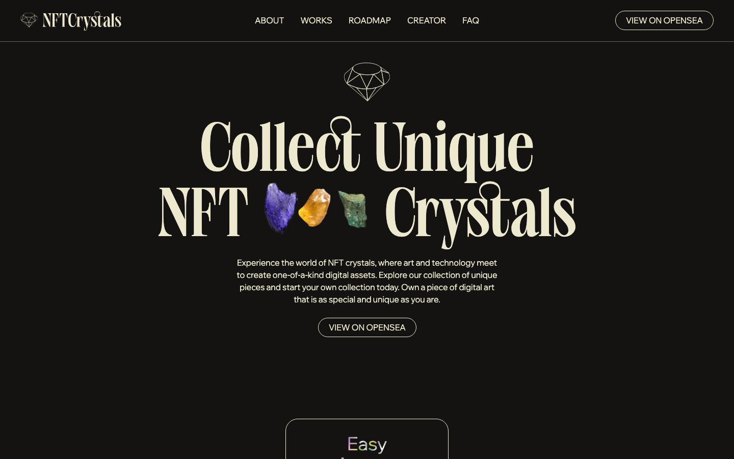NFTCrystals landing page example