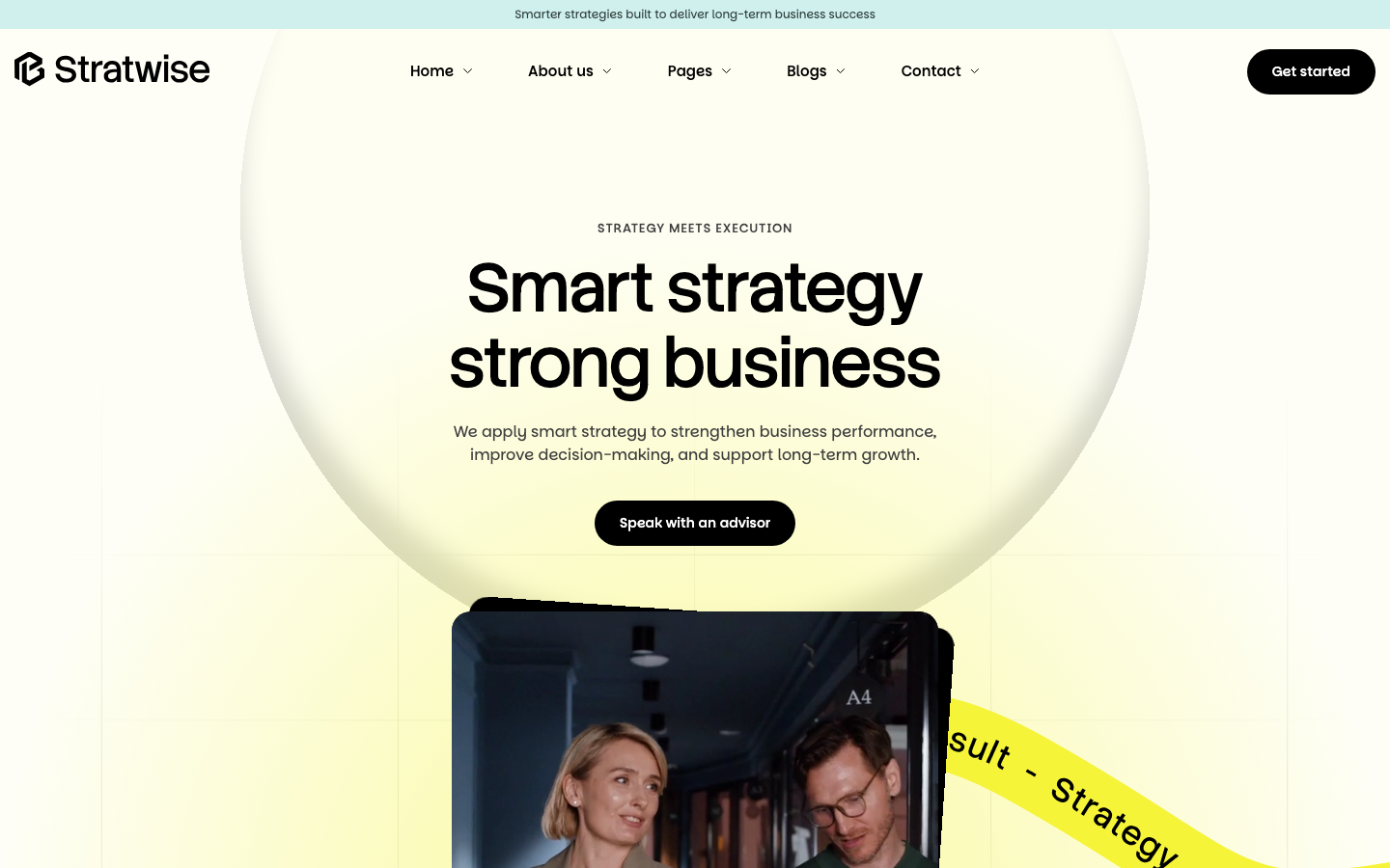 Stratwise landing page example